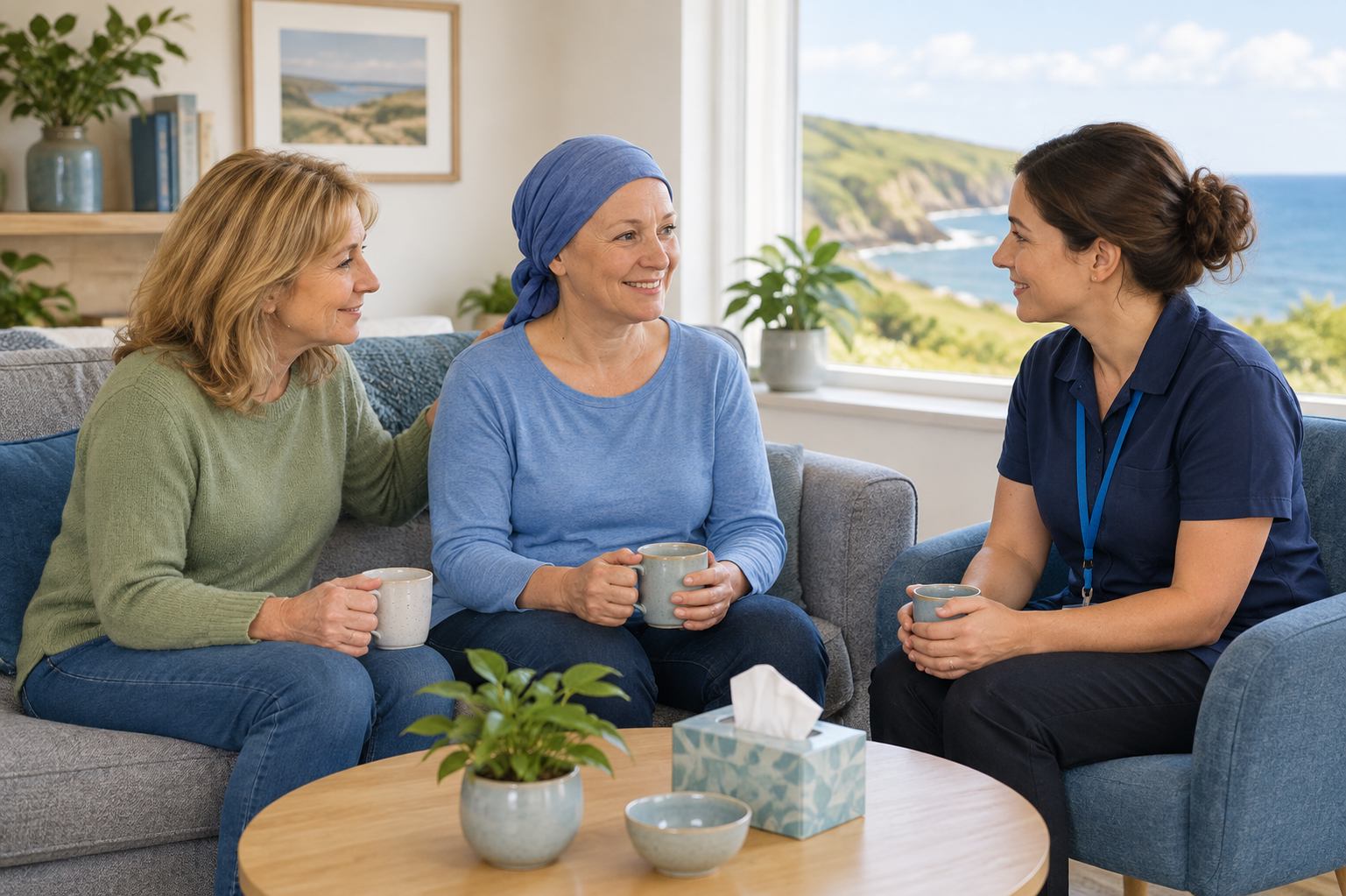 A patient receiving friendly and reassuring cancer support
