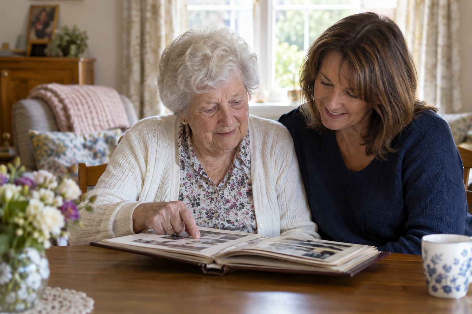 A person with dementia enjoying supportive company