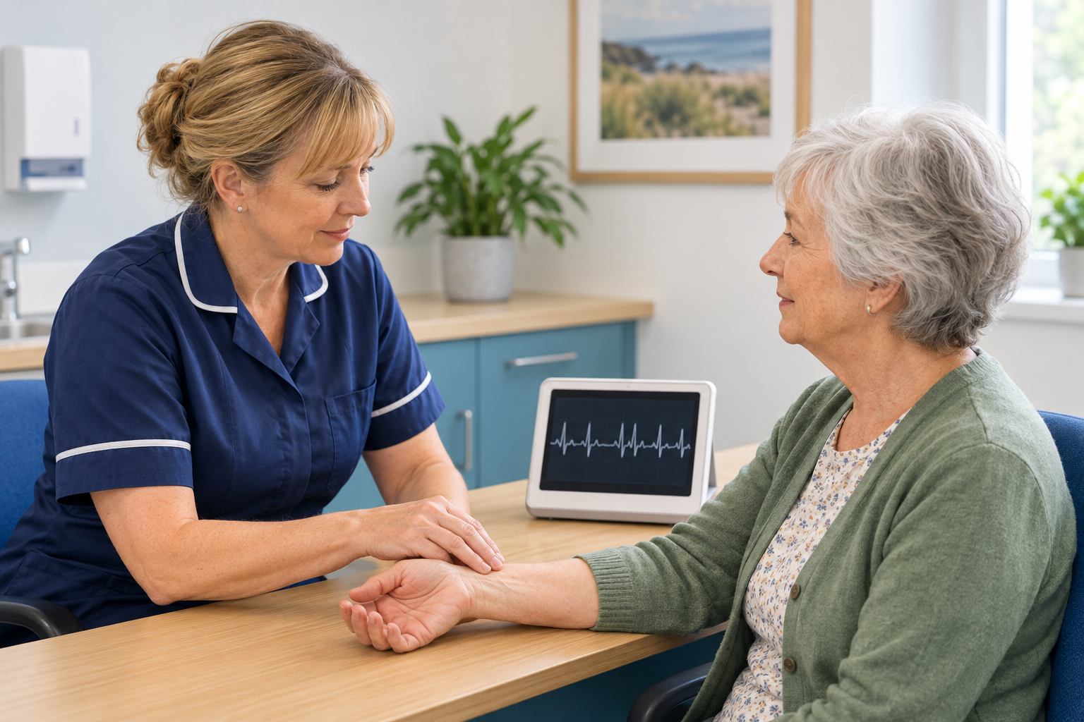 nurse with patient testing for AF
