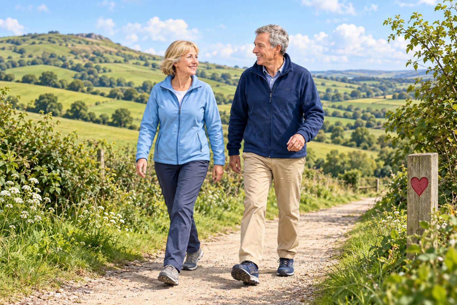 couple walking in the countryside