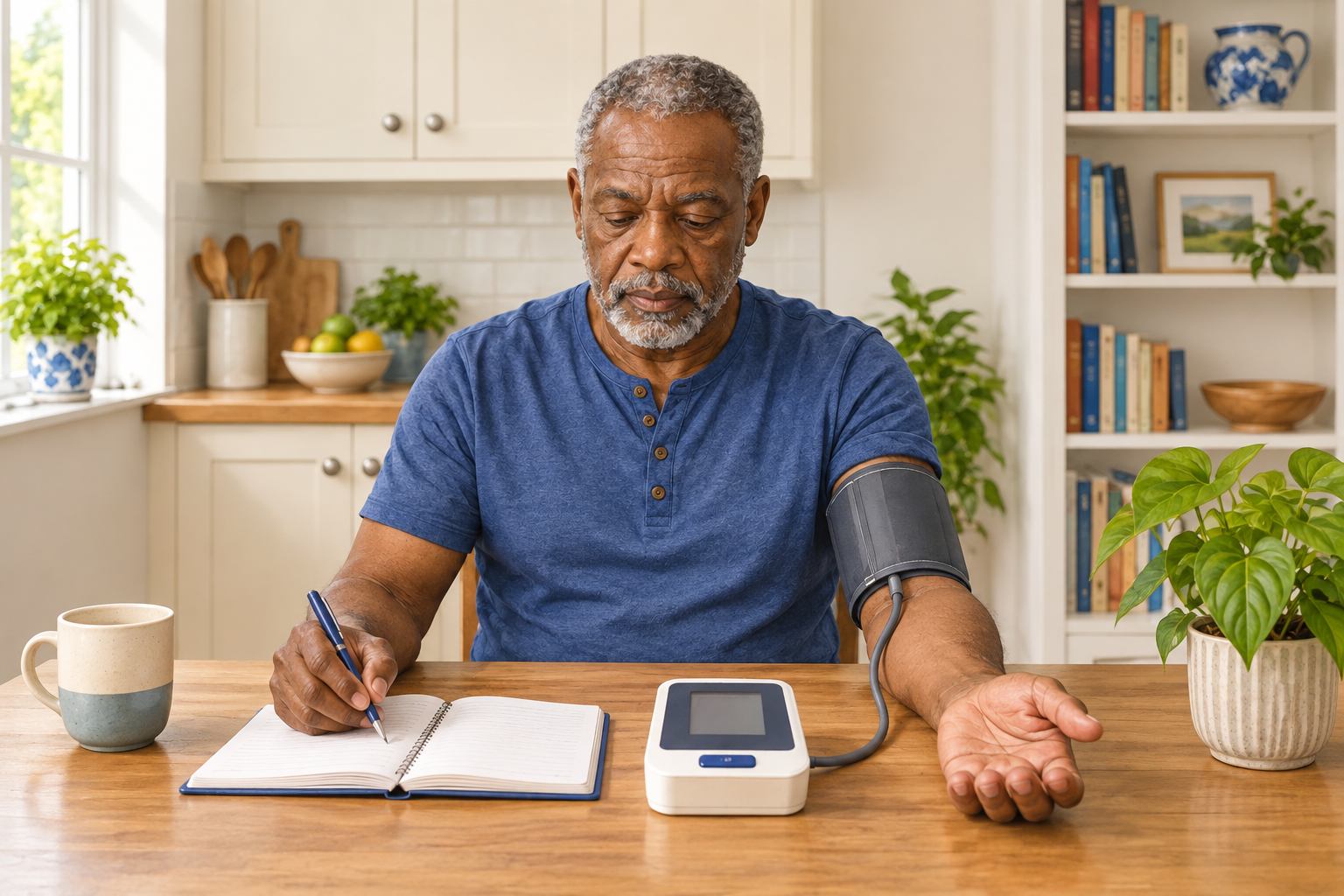 man checking his blood pressure