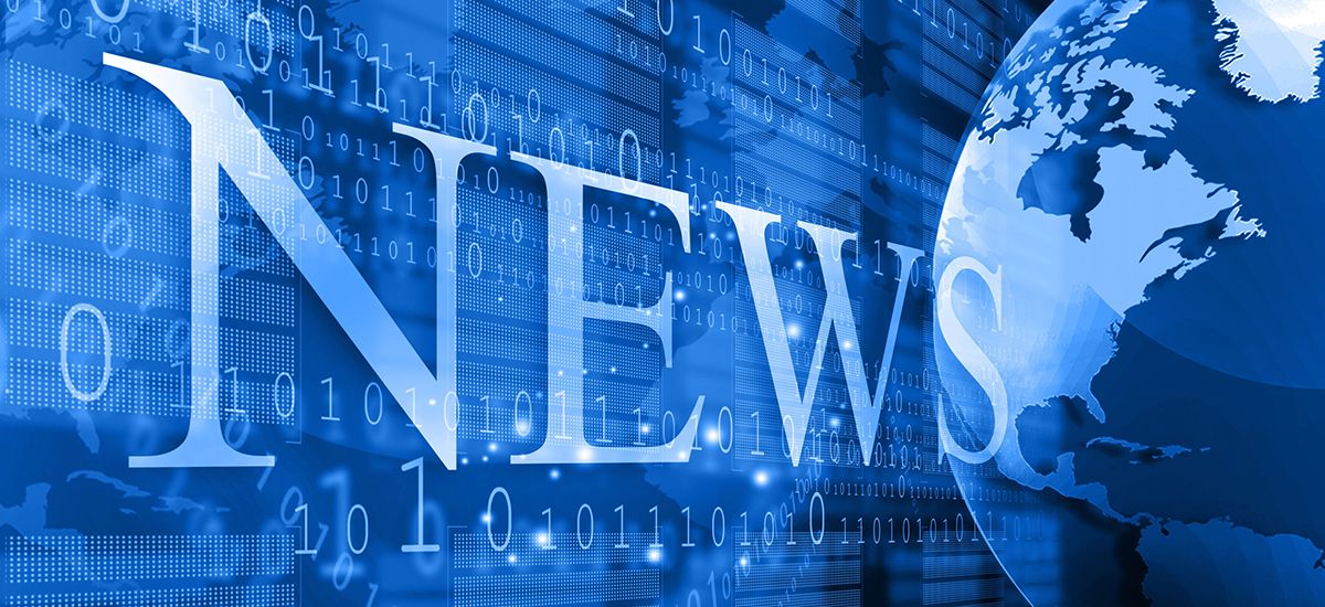 Vector image showing a montage of globe, the word "News" and a series of zeroes and ones in a montage